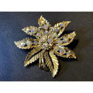 A/B Gold Tone Flower Brooch